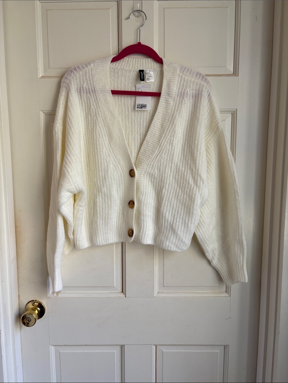 Divided Cream V-Neck Button Cardigan Sweater